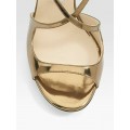 Jimmy Choo Paxton Mirrored Leather Sandals Gold
