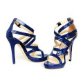 Jimmy Choo Patent Leather Strappy Blue Sandals