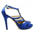 Jimmy Choo Satin Platform Blue Sandals