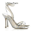 Jimmy Choo Suave Mirrored Leather Sandals Silver