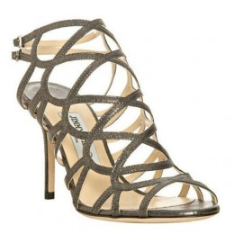 Jimmy Choo Glitter Leather Zone Anthracite Sandals