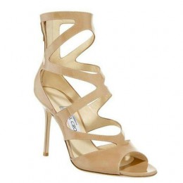 Jimmy Choo Zigzag Ankle-Wrap Nude Sandals