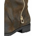 Jimmy Choo Doreen Waxed Zip Up Suede Boots Olive
