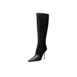 Jimmy Choo Orchid Leather Knee High Black Boots
