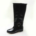 Jimmy Choo Fur Patent Leather High Boots Black