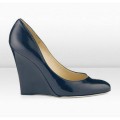 Jimmy Choo Amos 110mm Navy Patent Leather Wedges
