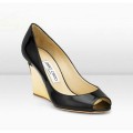 Jimmy Choo Baxen 85mm Black Patent Leather City Wedges