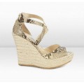 Jimmy Choo Passion 120mm Natural Snake Print Leather Espadrilles