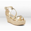 Jimmy Choo Poria 70mm Champagne Mirror Leather Sandals