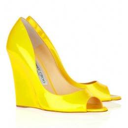 Jimmy Choo Biel Patent Leather Wedges Yellow